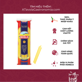 Mì Ý Fettuccine sợi dẹt DIVELLA gói 500g [Mỳ Ý Pasta Chính Hãng]