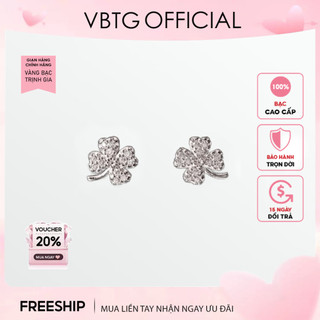Khuyên tai bạc nữ VBTG hình bông hoa đính đá nữ tính - Bông tai bạc ta cao cấp VBTG3084