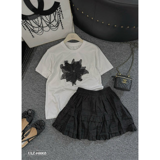 Áo phông hoa nổi 3 màu basic dễ phối đồ- Hàng Quảng Châu