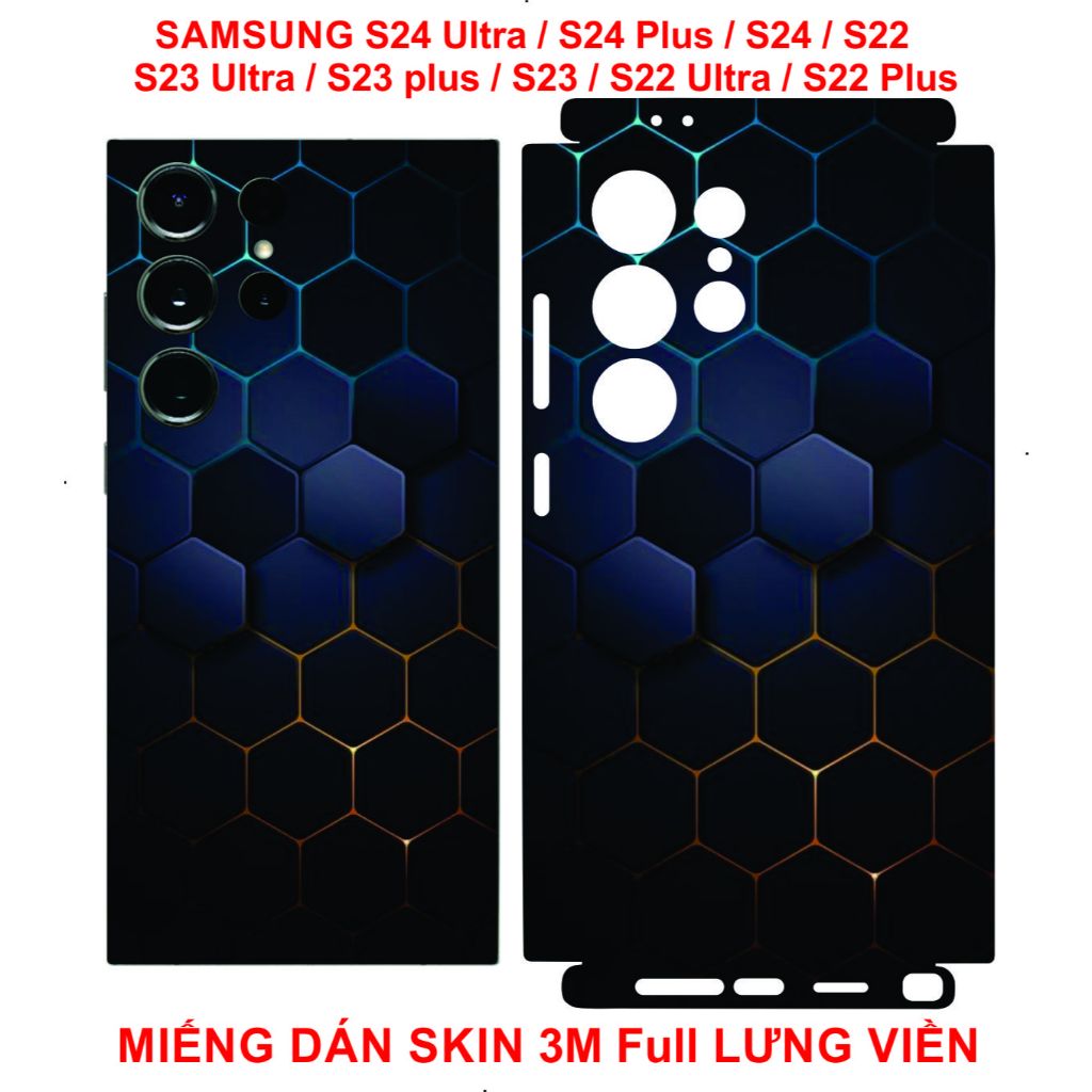 Miếng dán Skin Full lưng viền SAMSUNG S24 Ultra / S24 plus/ S23 Ultra / S22 / S23 plus/ S22 plus, S2