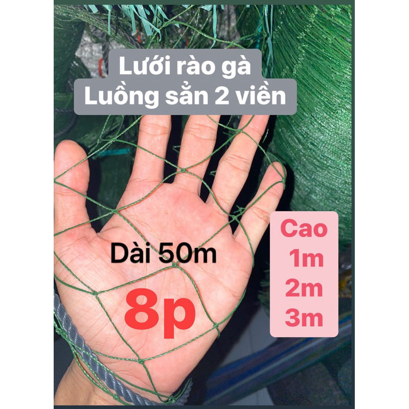 [ Combo dài 50m] Lưới rào gà, lưới hàng rào, lưới làm giàn có luồng sẳn 2 viền, cao 3m, 2m, mắt lưới