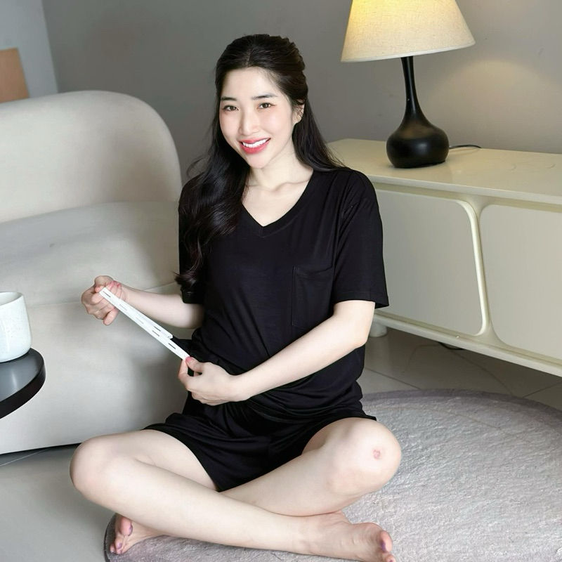 EVERMOM l Đồ bộ bầu ĐÙI THUN LẠNH có túi mềm mát