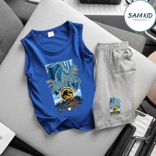 8-40kg Đồ bộ bé trai SAM kids quần áo bé trai ba lỗ quần đùi lửng có size đại mặc mát mùa hè