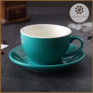 Ly, tách sứ uống cà phê capuchino 250ml - xanh mint đậm