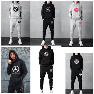 Bộ nỉ nam thể thao xe ô tô set quần áo nam thu đông áo hoodie  mũ 2 lớp chất nỉ dầy dặn không xù 