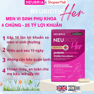Men vi sinh phụ khoa Neubria Neubiotic Her 30 viên bổ sung lợi khuẩn, ngăn ngừa các vấn đề phụ khoa