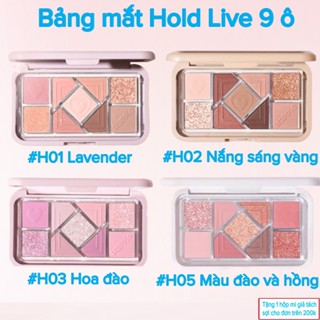 Bảng phấn mắt HOLD LIVE 9 ô Happie với chất phấn nhũ mịn, lấp lánh, lên màu tự nhiên