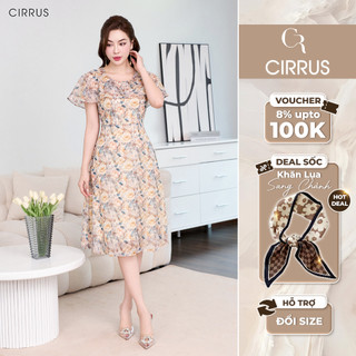 Đầm tơ xoè CIRRUS hoạt tiết phối cổ cách điệu 240190