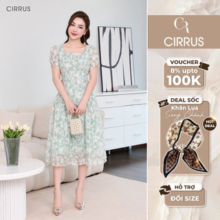 Đầm xoè công sở CIRRUS chất liệu tơ hoa 240500