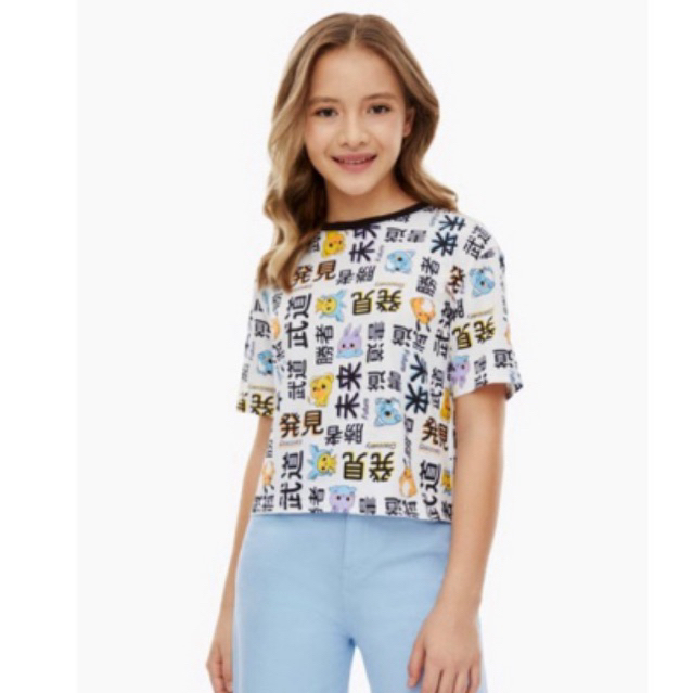 Áo Phông Bé Gái Dáng Lửng Crop Hình Thú Chữ Nhật GÊ