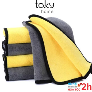 2 Khăn Lau - Takyhome, Xe ô tô Chuyên Dụng, Khăn Đa Năng Lau Bếp, Lau Kính Siêu Thấm Không Bị Sơ, An Toàn, 5970Set2
