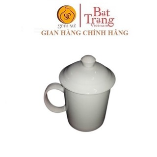 Cốc sứ Bát Tràng uống nước, có nắp (330ml)