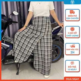  Váy chống nắng xẻ tà nữ vải kaki mềm mát có nút bấm chân tạo thành quần tiện lợi H&T FASHION