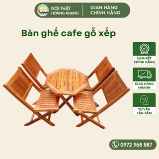 Bàn ghế cafe gỗ xếp, bàn ghế trà chanh, bàn ghế gỗ trà sữa xếp gọn