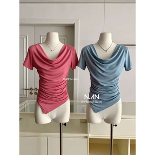 Áo phông basic cổ đổ vạt chéo hàng QC size SM