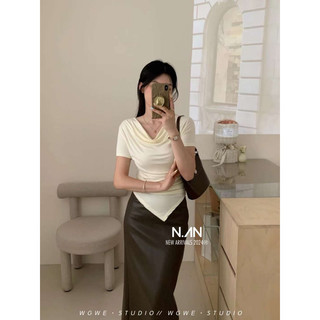 Áo phông basic cổ đổ vạt chéo hàng QC size SM