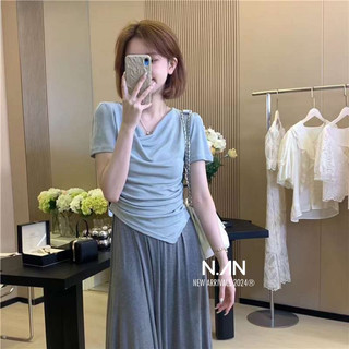 Áo phông basic cổ đổ vạt chéo hàng QC size SM