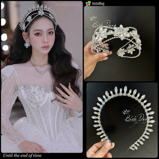 Băng đô tia đá tháp lấp lánh - Phụ kiện cưới Bích Dung