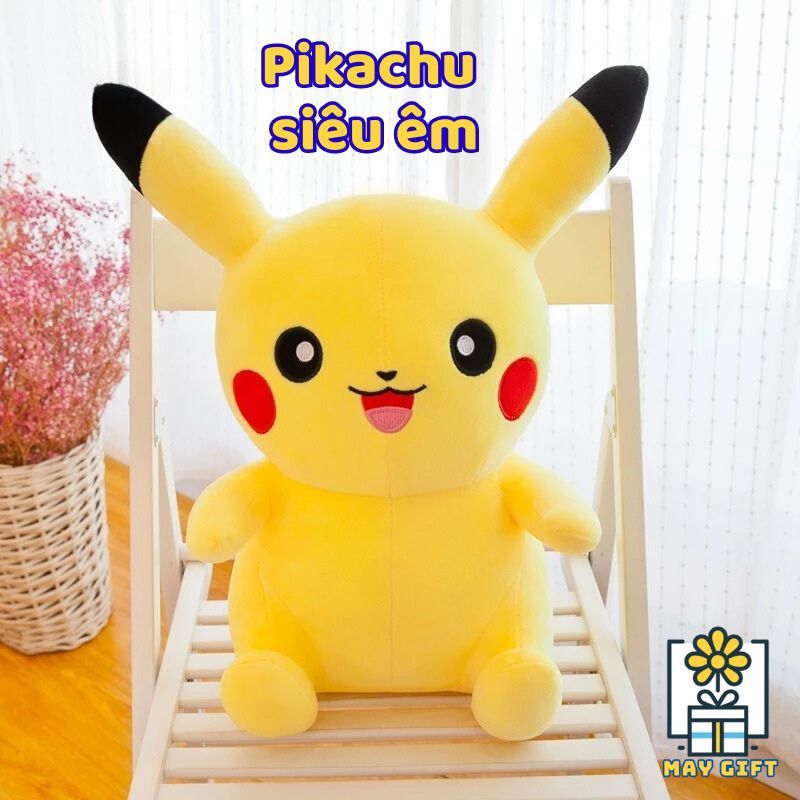 Gấu Bông Pikachu 30cm Nhồi Bông Siêu Đáng Yêu Màu Sắc Đẹp Rõ - Pikachu Ngồi Nhồi Bông Cute - g34