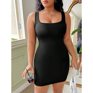 [ BIGSIZE TRÊN 55KG ] MS8 ĐẦM SÁT NÁCH CỔ VUÔNG THUN COTTON bigsize nữ