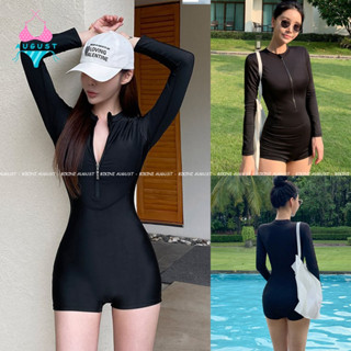 Bikini đi biển đồ bơi nữ 1 mảnh liền thân kín đáo dài tay khóa kéo quần đùi áo tắm biển chống nắng