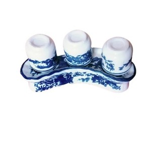 Bộ kỷ thờ 3 chén, gốm sứ Bát Tràng
