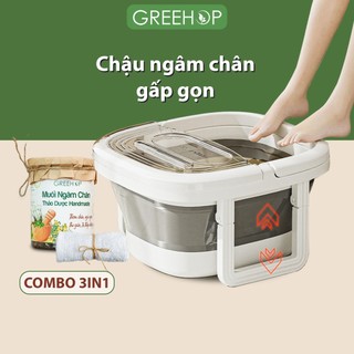 Chậu ngâm chân gấp gọn, muối ngâm chân thảo dược giảm tê bì chân tay, ngủ ngon sâu giấc