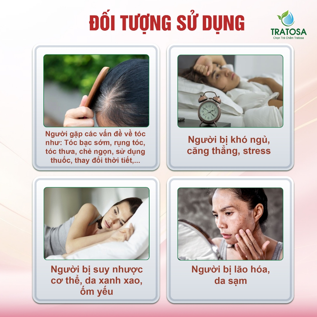 Trà Hà thủ ô nhân sâm TRATOSA 9 vị giúp mọc tóc nhanh, dưỡng tóc ,đen tóc và giảm gãy rụng từ thiên nhiên