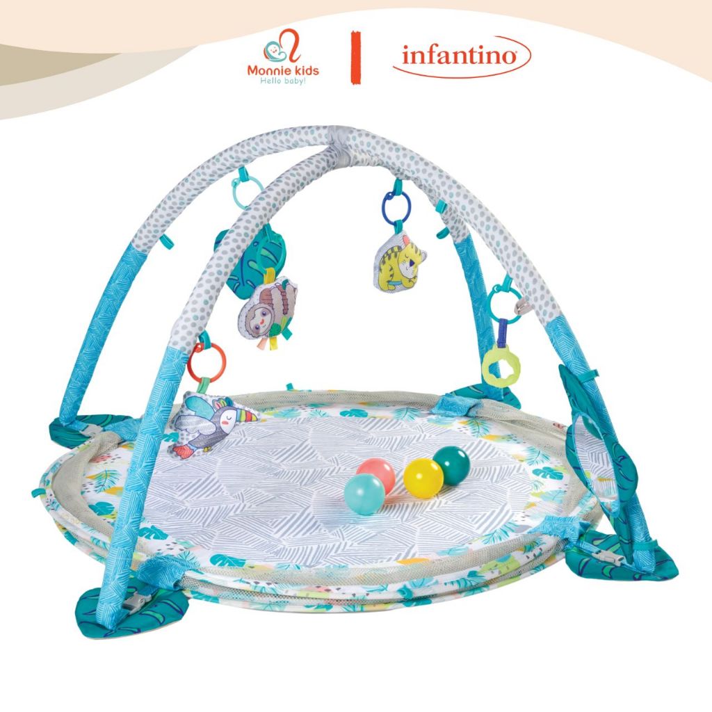 Thảm chơi cho bé Infantino kèm quây bóng 3in1 Jumbo 0m+, đồ chơi vận động trẻ em - Monnie Kids