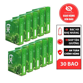 Bộ 10 hộp Bao cao su OK bạc hà mát lạnh kéo dài thời gian
