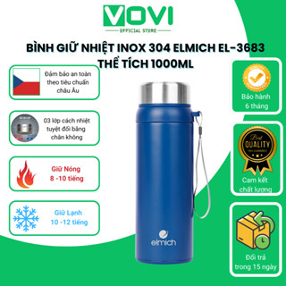 Bình Giữ Nhiệt Cao Cấp Elmich EL-3683 1000ml, INOX 304, Có Quai Xách và Lưới Lọc Trà