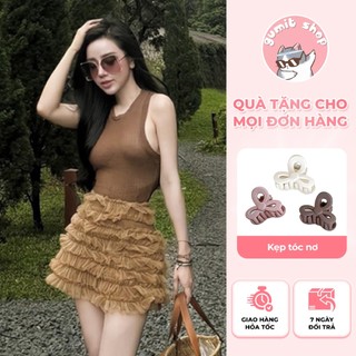 Set đồ nữ áo ba lỗ mix kèm chân váy lưới tầng