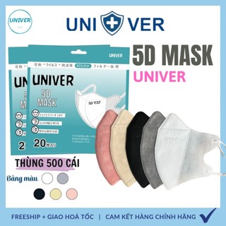 Thùng 500 Chiếc | Khẩu trang 5D UniVer 3 lớp kháng khuẩn hàng chính hãg công ty
