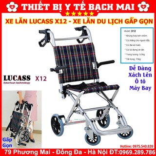 Lucass x12 xe lăn du lịch xách tay gấp gọn, hợp kim nhôm siêu nhẹ - xe lăn lucass x12
