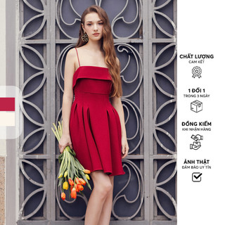 Đầm 2 dây mini ren hoa kem và đỏ xòe tùng 411DR7011  ADORE DRESS