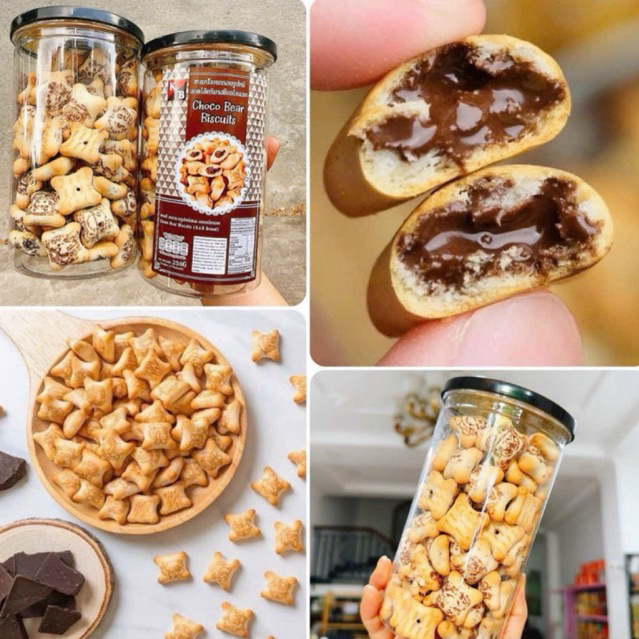 <HŨ 500G> Bánh gấu Bear nhân Socola Thái Lan