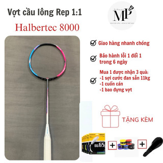 Vợt cầu lông Halbertec 8000 căng tối đa 12,5kg.Mua vợt tặng cước đan sẵn 11kg,cuốn cán,bao đựng vợt.