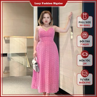 Đầm bigsize nữ kiểu 2 dây dáng dài chất thô thêu cao cấp đi chơi đi tiệc sang chảnh LUCY 50-90kg