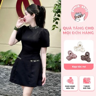 Váy chữ A đính đá túi cổ xinh xăn