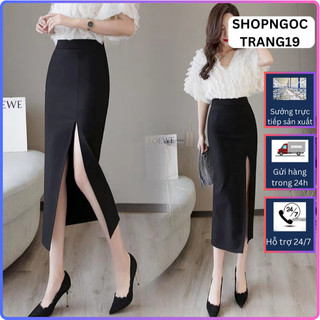 Chân Váy Bút Chì Sẻ Trước 80cm Cạp Khóa_shopngoctrang19_CV74NT