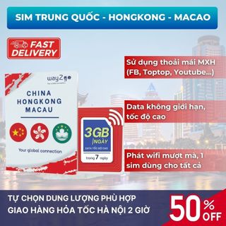 Sim TRUNG QUỐC - HỒNG KÔNG du lịch 3 5 7 ngày tốc độ cao không chặn mạng xã hội, internet không giới hạn data 4G