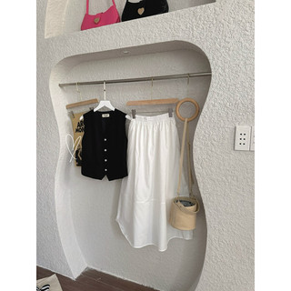 SET ÁO GHILE ĐEN CHÂN VÁY MIDI TRẮNG