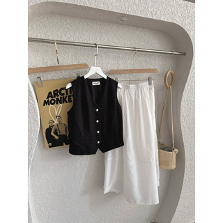 SET ÁO GHILE ĐEN CHÂN VÁY MIDI TRẮNG