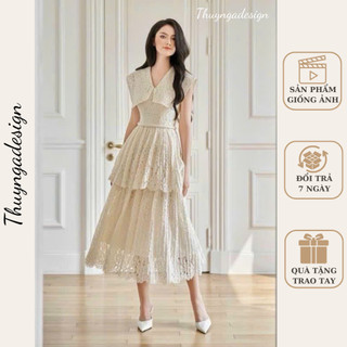 Váy ren tầng thiết kế dáng dài sang chảnh hàng tkcc thuy nga design
