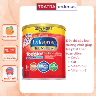Sữa bột Enfagrow Premium toddler - Enfagrow đỏ nắp vàng 907/1040G- Bản Mỹ date 2026