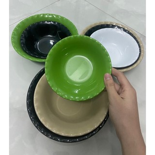 Tô loe, bát nhựa phíp đựng thức ăn, bát nhựa phíp song long đủ size màu xanh, đen, trắng, be