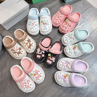  Dép sục nữ đế độn 5cm siêu nhẹ chống nước chống trơn tặng bộ sticker lego đi học đi chơi - SL058 
