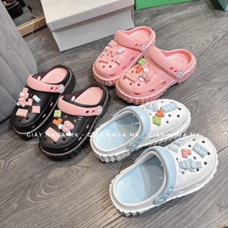  Dép sandal đế độn bít mũi đính kèm bộ sticker lego chuẩn hình - Dép sục nữ tăng chiều cao đi biển chống nước- SL058 