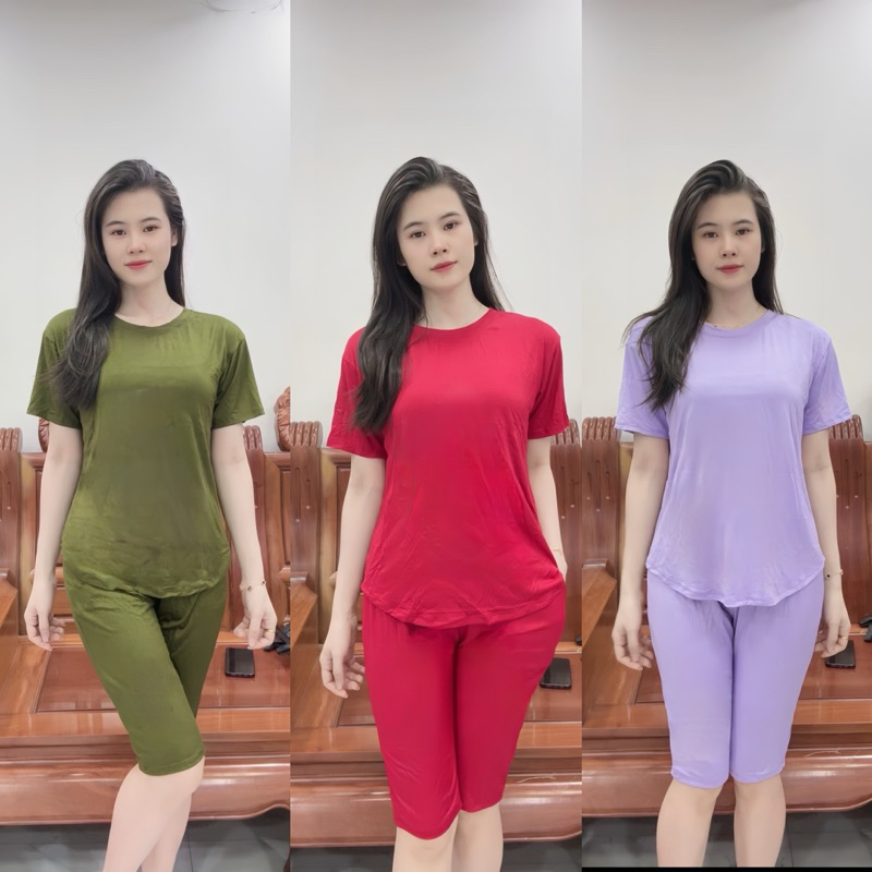 Bộ Mặc Nhà Quần Lửng Áo Vạt Bầu Tay Ngắn