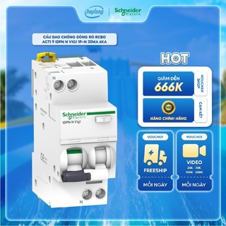 Cầu dao chống dòng rò chống quá tải RCBO Acti9 Schneider A9D31640 ngắn mạch 1P+N 40A 6kA | Aptomat chống giật